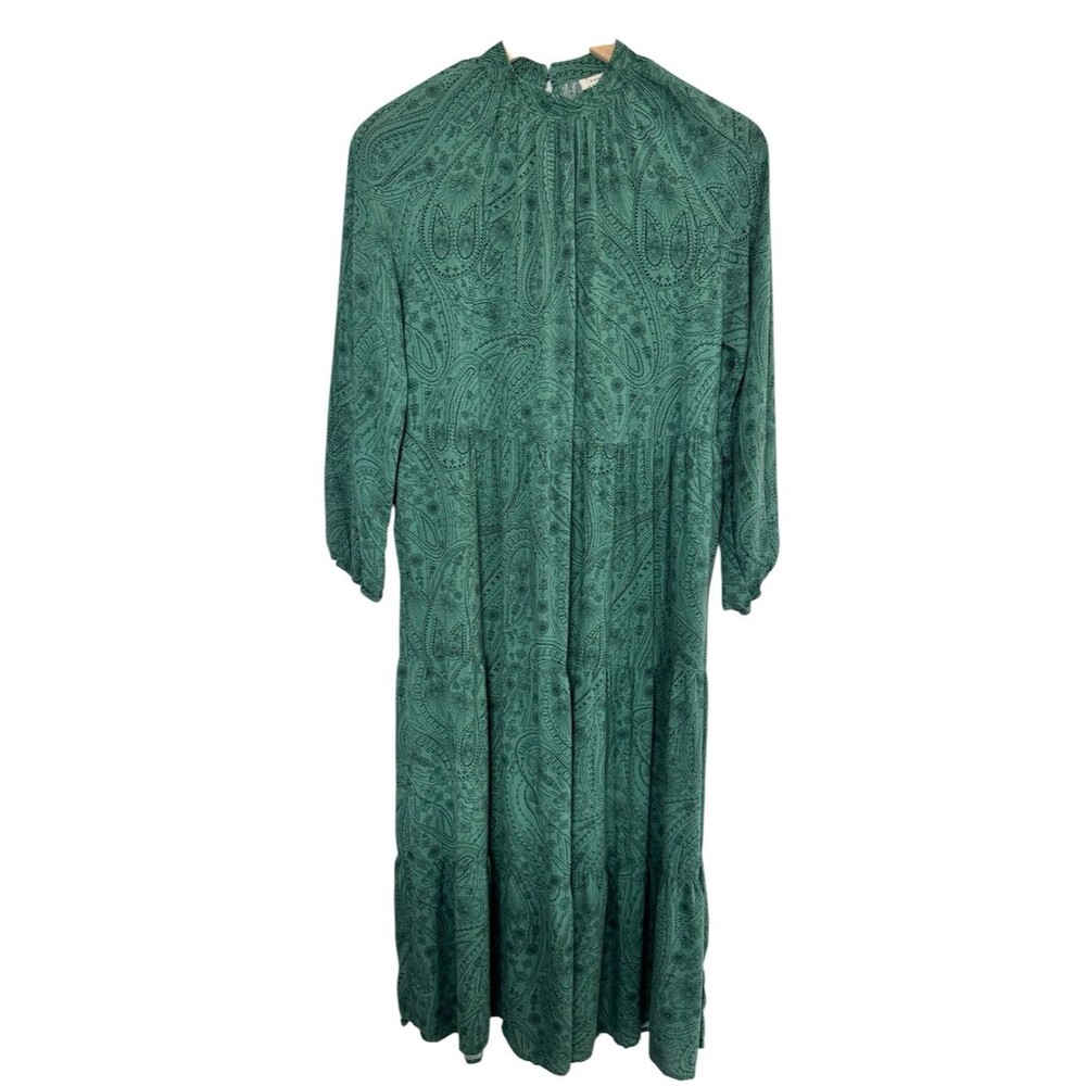 a new day Teal Paisley Long-Sleeve Maxi Dress - Size Small